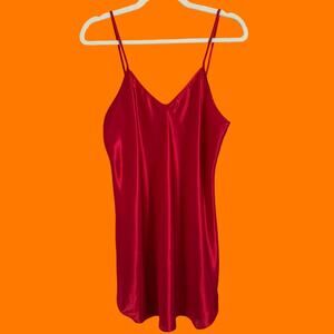 90's vintage red satin lingerie romantic slip dress MEDIUM